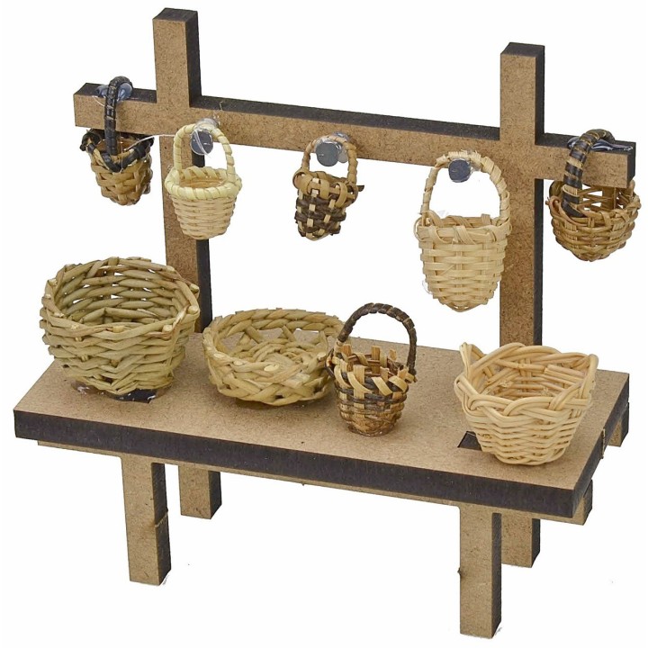 Market stall with baskets cm 12x4,5x12 h for Nativity scene