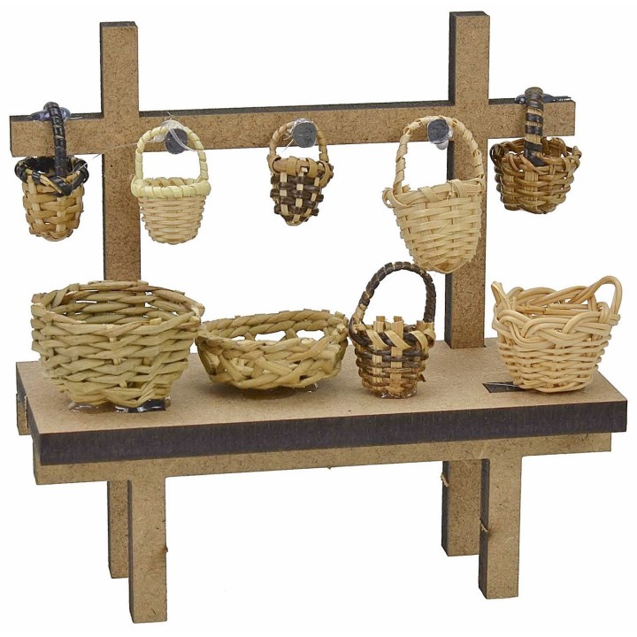 Bancarella con cesti cm 12x4,5x12 h per Presepe