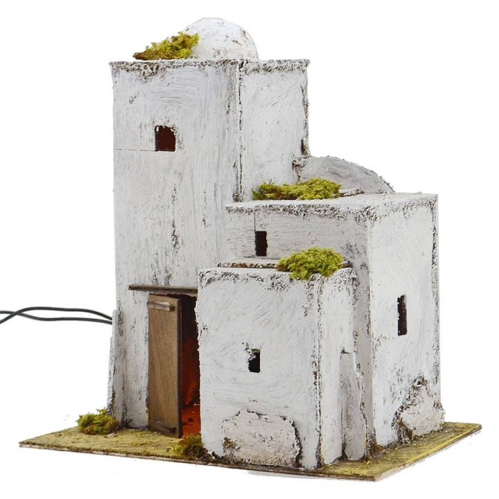 Casa árabe iluminada de 25x17,5x28 cm de alto para belén.