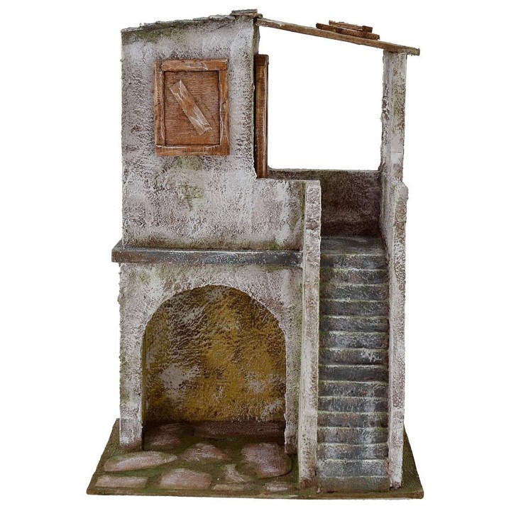 Casa con tienda con arco y escaleras de 19,5x14,5x33 cm de