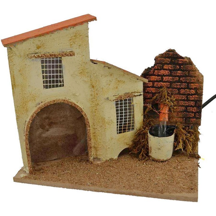 Casa con fontana funzionante cm 19x13,5x18 h.