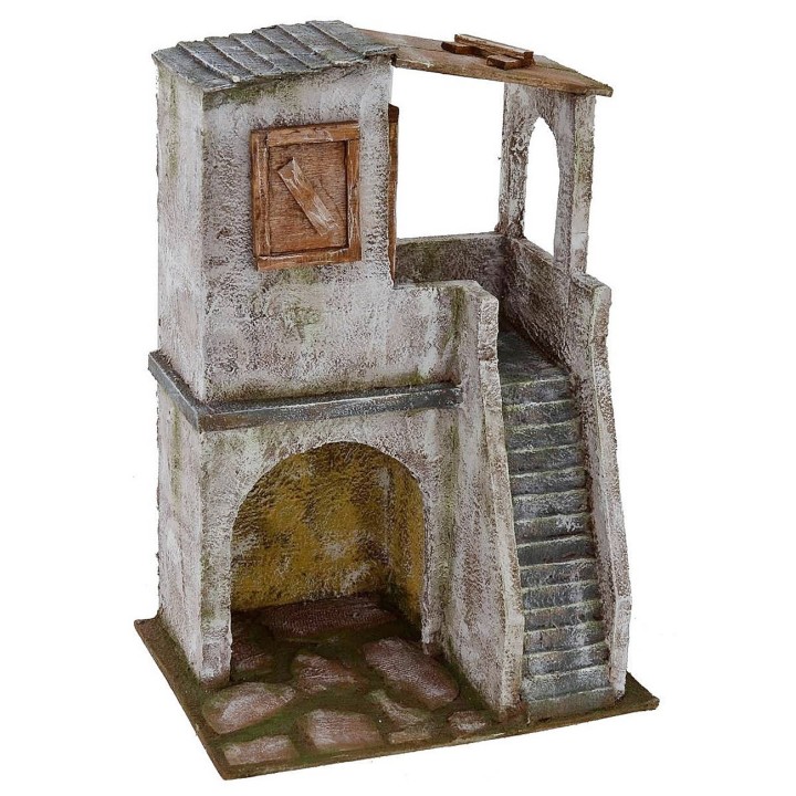Casa con escalera y tienda de 19,5x14,5x27,5 cm de altura para