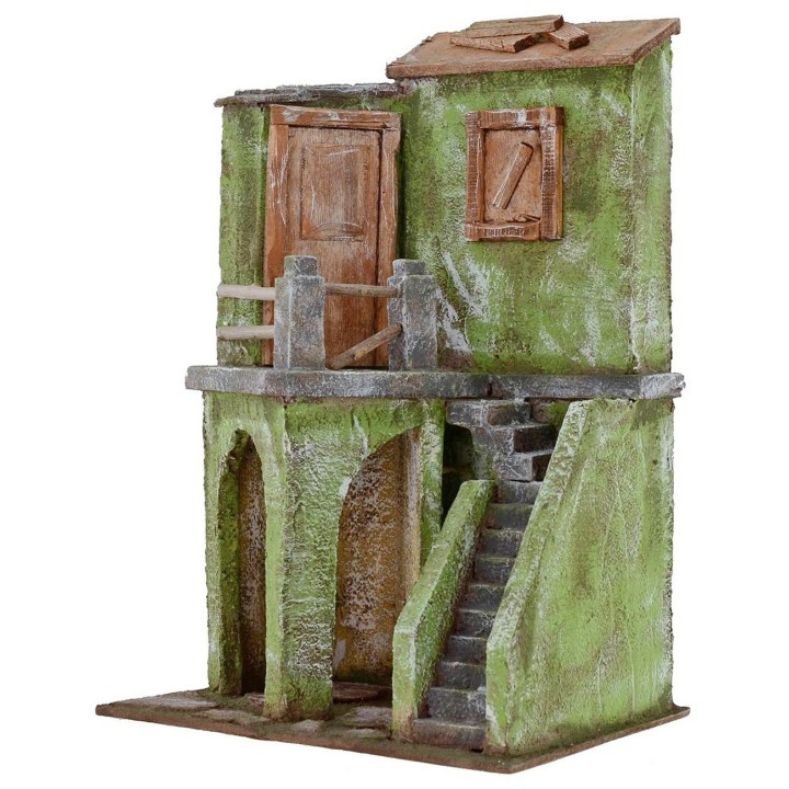 Casa con escalera y tienda de 24x17,5x34 cm de altura para