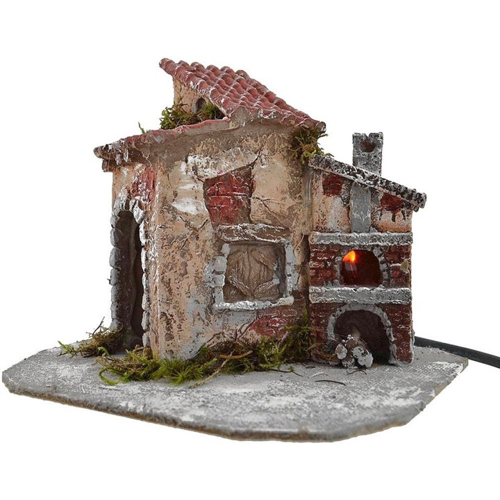 Resin house with working oven cm 19x16x15 h.