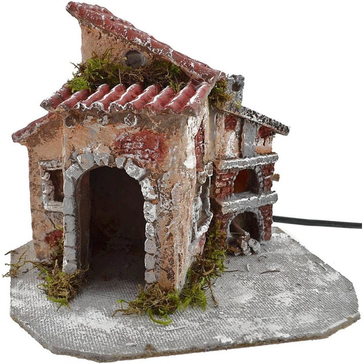 Resin house with working oven cm 19x16x15 h.