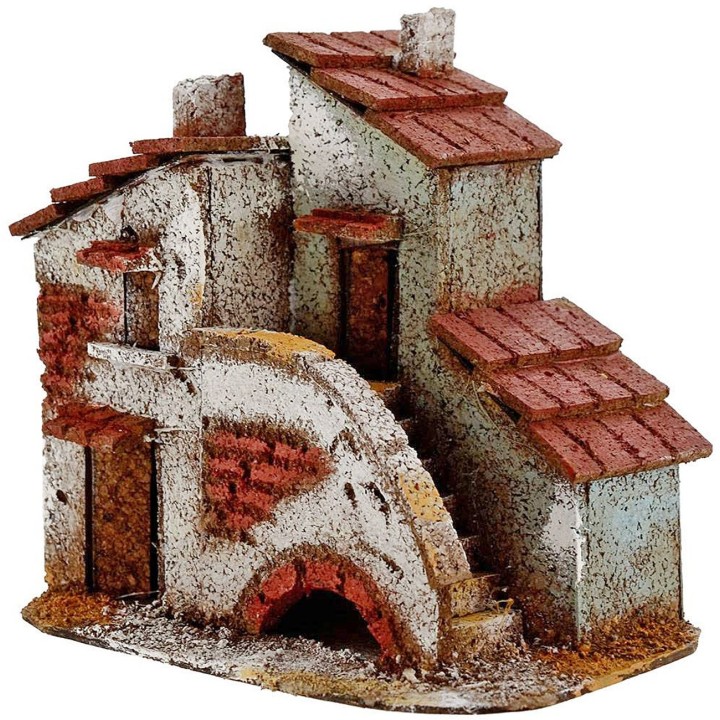 Casa in sughero con scale cm 14x8,5x12 h.
