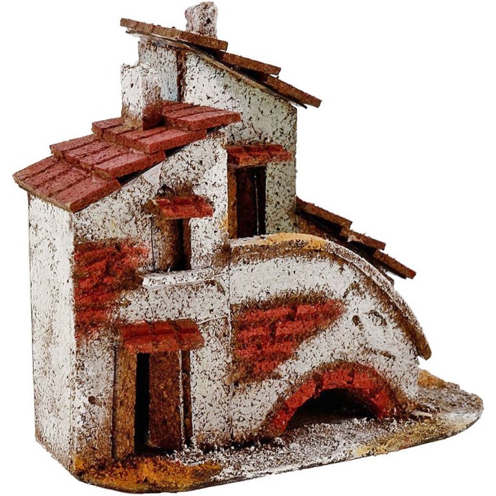 Casa in sughero con scale cm 14x8,5x12 h.