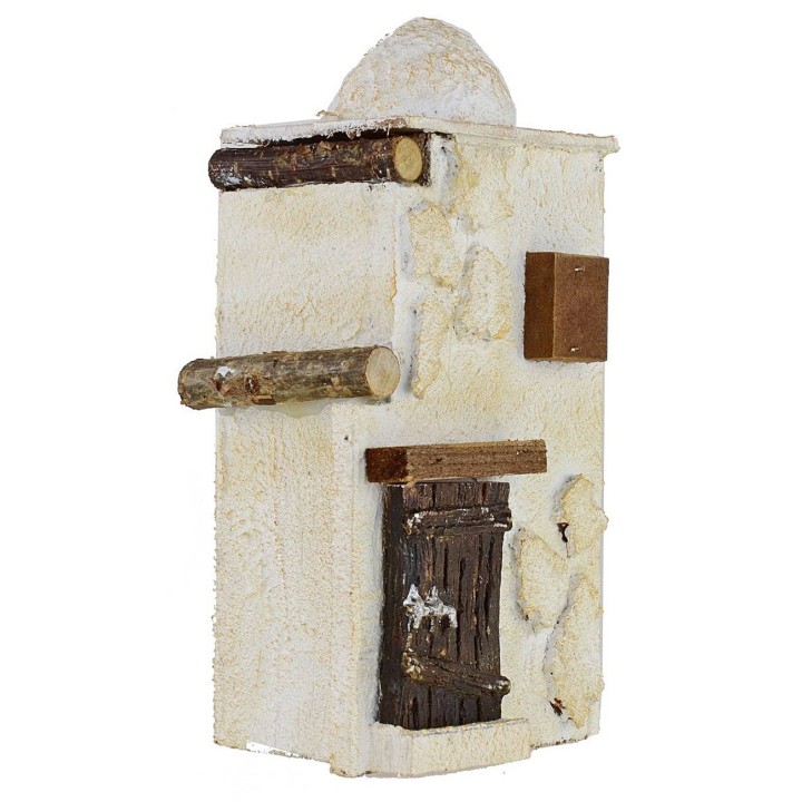 Casa palestina de madera estucada cm 11x9x23 h