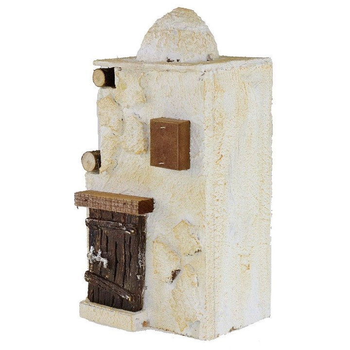Casa palestina de madera estucada cm 11x9x23 h