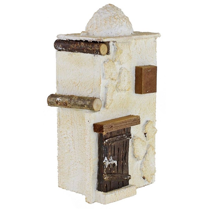 Casa palestina de madera estucada cm 11x9x23 h