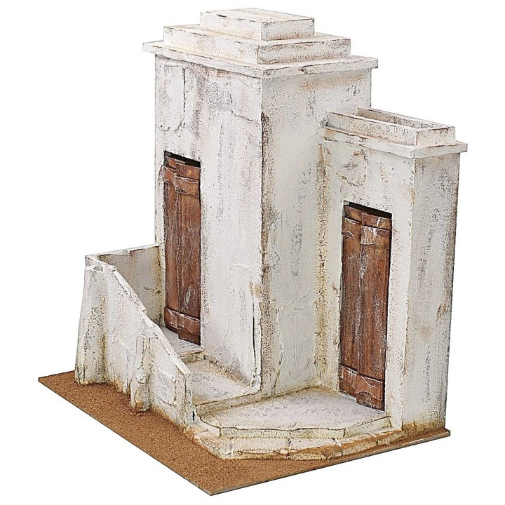 Casa palestinese in legno stuccato cm 52,5x35x54 h per statue