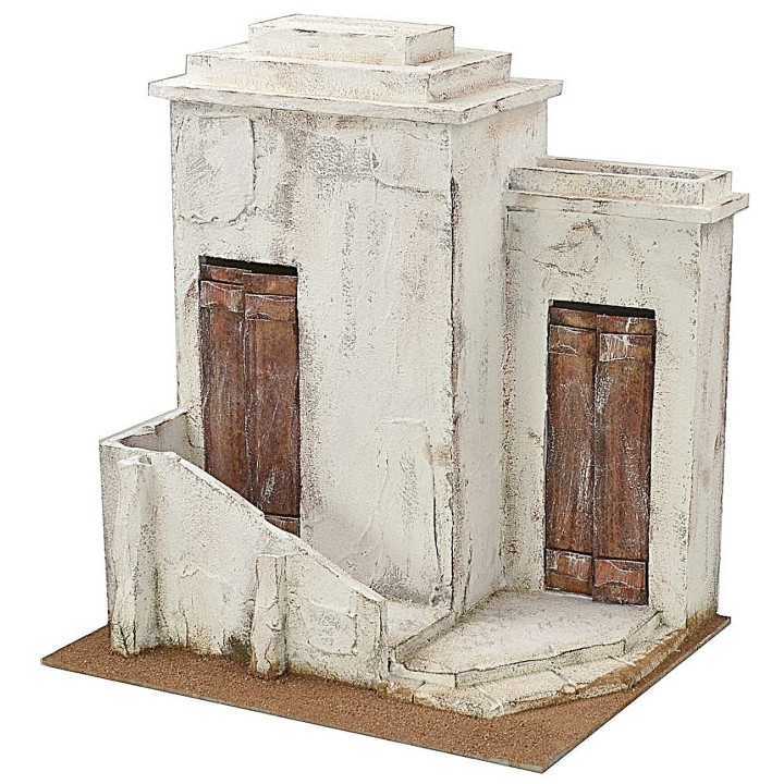 Casa palestina de madera estucada de 38x29x42 cm de altura para
