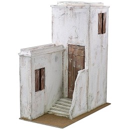 Casa palestinese in legno stuccato cm 53x29x63 h per statue da