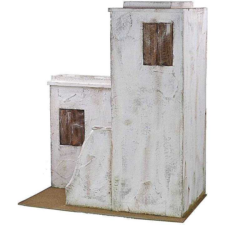 Casa palestinese in legno stuccato cm 53x29x63 h per statue da