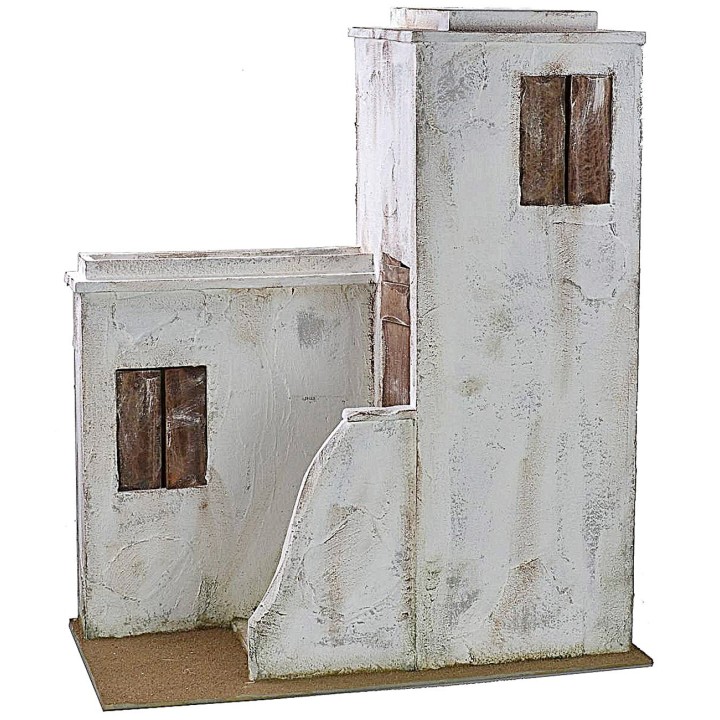 Casa palestinese in legno stuccato cm 53x29x63 h per statue da