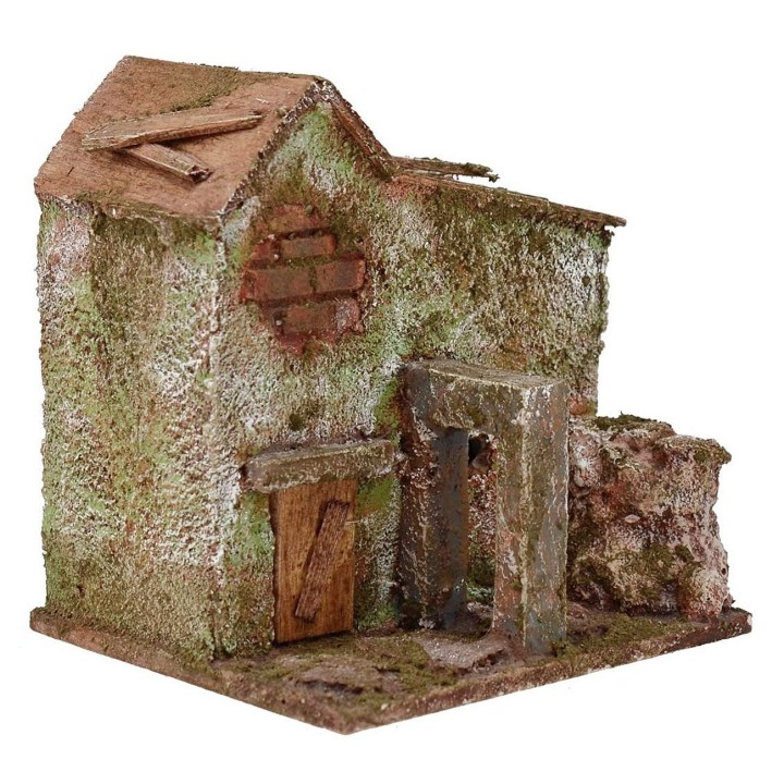 Casa para belén con arco en varios niveles de 10x9x10,5 cm h