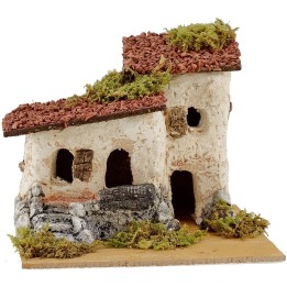 Casa rústica para belén de 16x15x12,5 cm de altura.