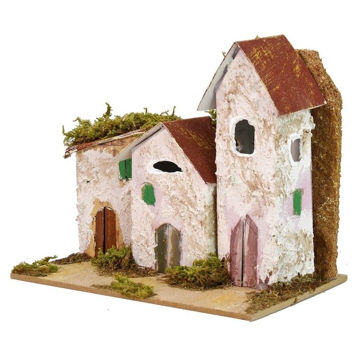 Case in lontananza con Chiesa cm 15x10x13 h