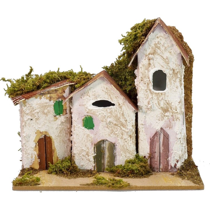 Case in lontananza con Chiesa cm 15x10x13 h