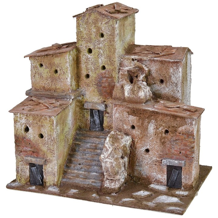Casas en la distancia con escalera cm 22x15x21 h