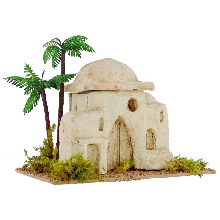 Casas palestinas con palma cm 17,8x11x15 h