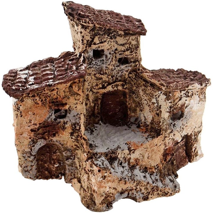 Nativity houses stacked with resin ladder cm 9x5x8 h.