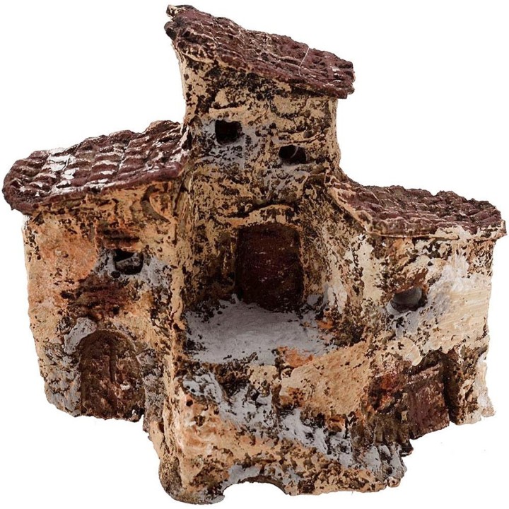 Nativity houses stacked with resin ladder cm 9x5x8 h.