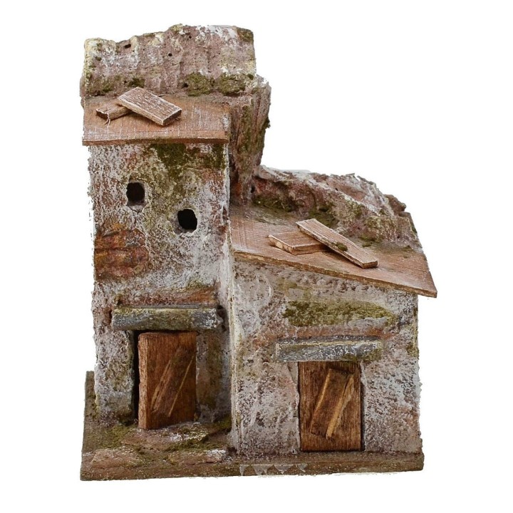 Doppia casa per presepe di montagna cm 10x9x12 h