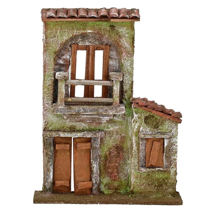 Facciata di casa con balcone,portone e finestra cm
