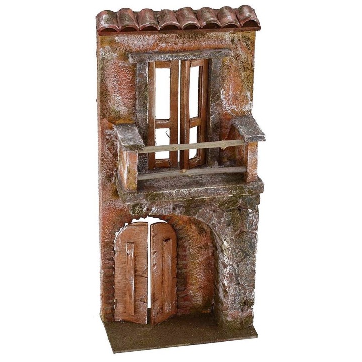 Facciata di casa con balcone cm 14x7x31 h. 