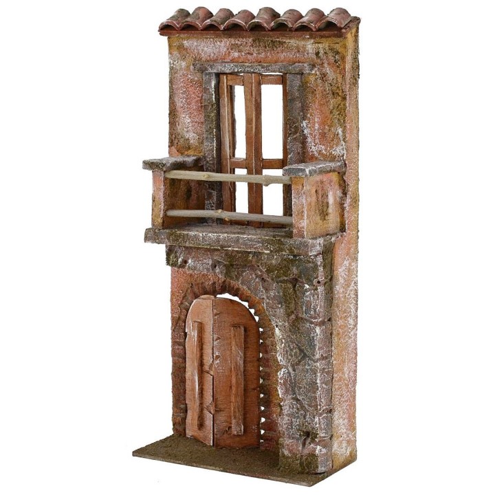 Facciata di casa con balcone cm 14x7x31 h. 