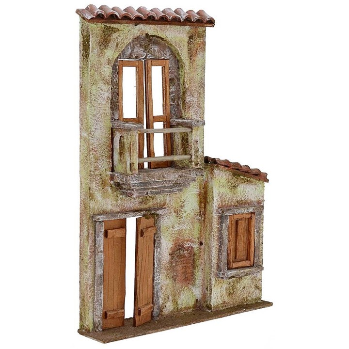 Facciata di casa con balcone cm 26,5x5,5x37,5 h.