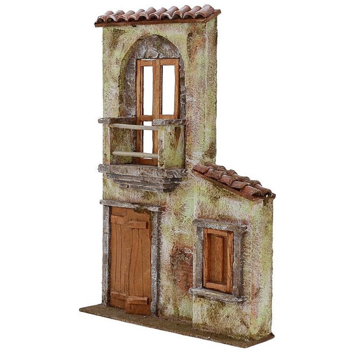Fachada de casa con balcón cm 26,5x5,5x37,5 h.