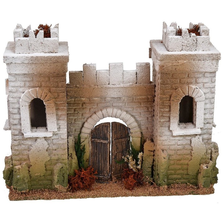 Facciata di castello con merli guelfi e ghibellini cm 30x10x24