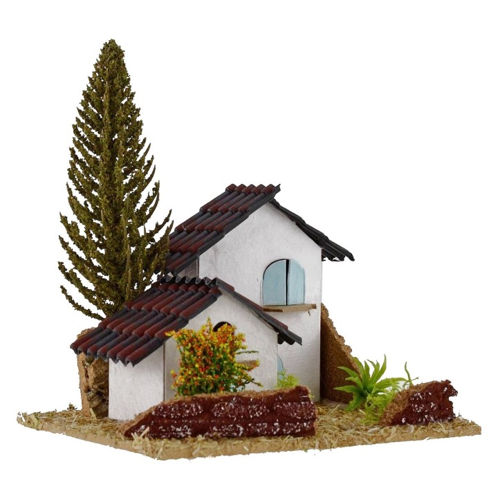 Paisaje con casitas para belén cm13,5x13,5x9,5h