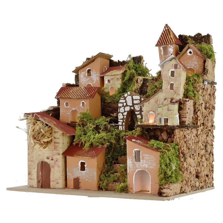 Illuminated landscape for nativity scene 20x14x18.5 cm h