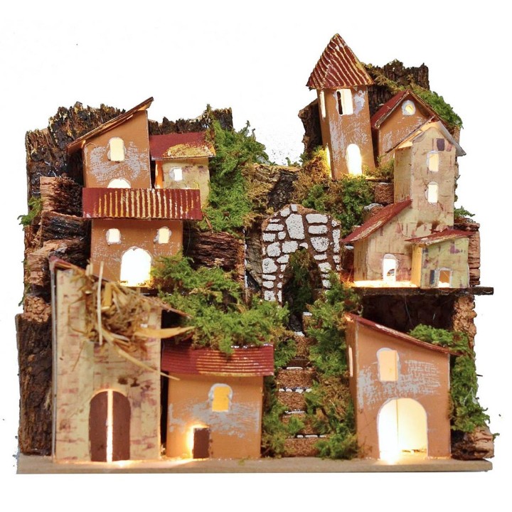 Paisaje para belén iluminado de 20x14x18,5 cm h