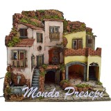 Presepe con borgo illuminato con fontana 60x40