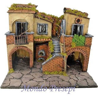 Presepe con borgo illuminato con forno 50x40