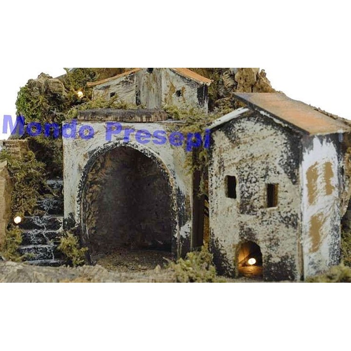Pesebre con fuente y luces de 42x35x38 cm de altura.