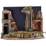 Presepe illuminato con cielo stellato a fibre ottiche, fontana