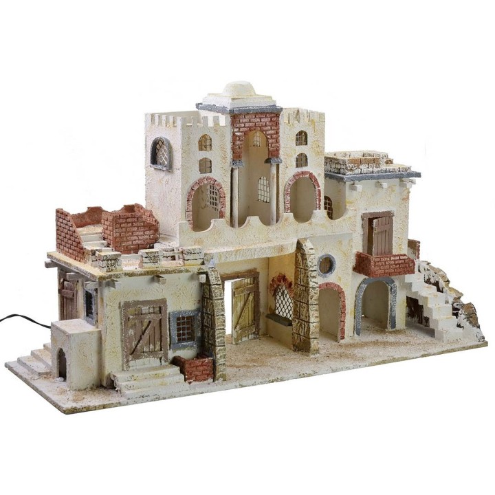 Palestinian nativity scene with working lights cm 85x30x50 h