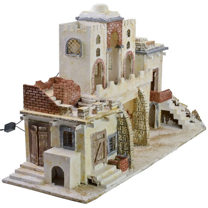 Presepe palestinese con luci funzionanti cm 85x30x50 h