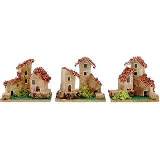 Conjunto de 3 casitas para belén de 9x6,5x7 cm de altura.