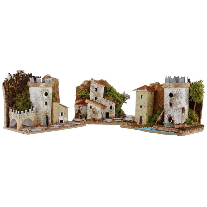 Set casette 3 pezzi per presepe cm 15,5x10x12,5 h