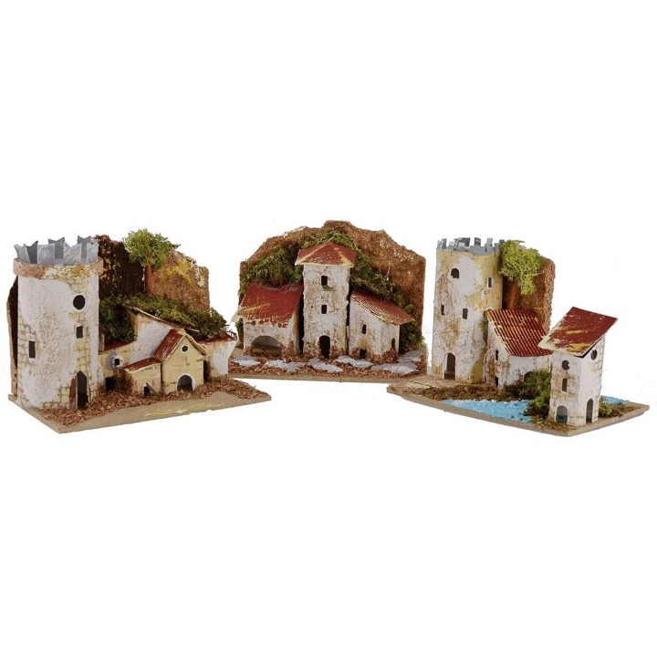 Set of 3-piece houses for creche 15.5x10x12.5 h