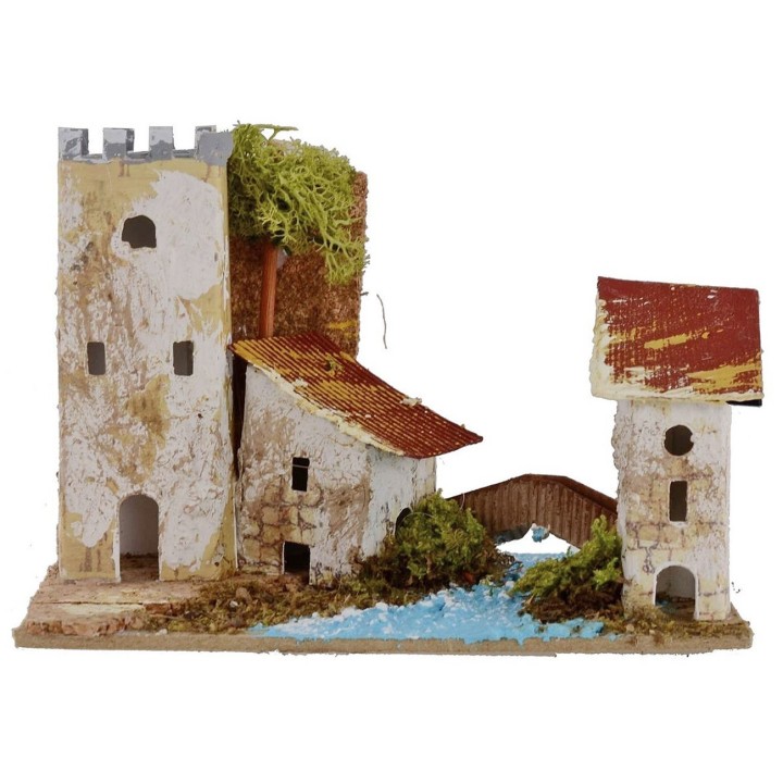 Conjunto de casitas de 3 piezas para belén de 15,5x10x12,5 cm
