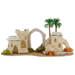 Pueblo palestino con arco y palmeras de 36x21x20 cm h para