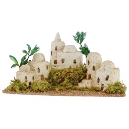 Villaggio palestinese con vegetazione e palme cm 21x13,3x10,5 h