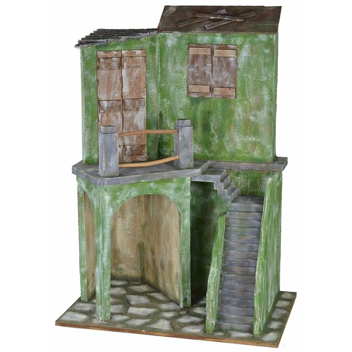 House with staircase and shop cm 58x43x83 h for statues of 30 cm